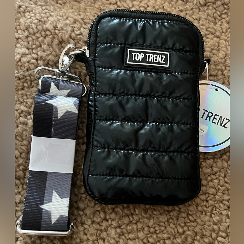 Top Trenz Black Puffer Cell Phone Bag